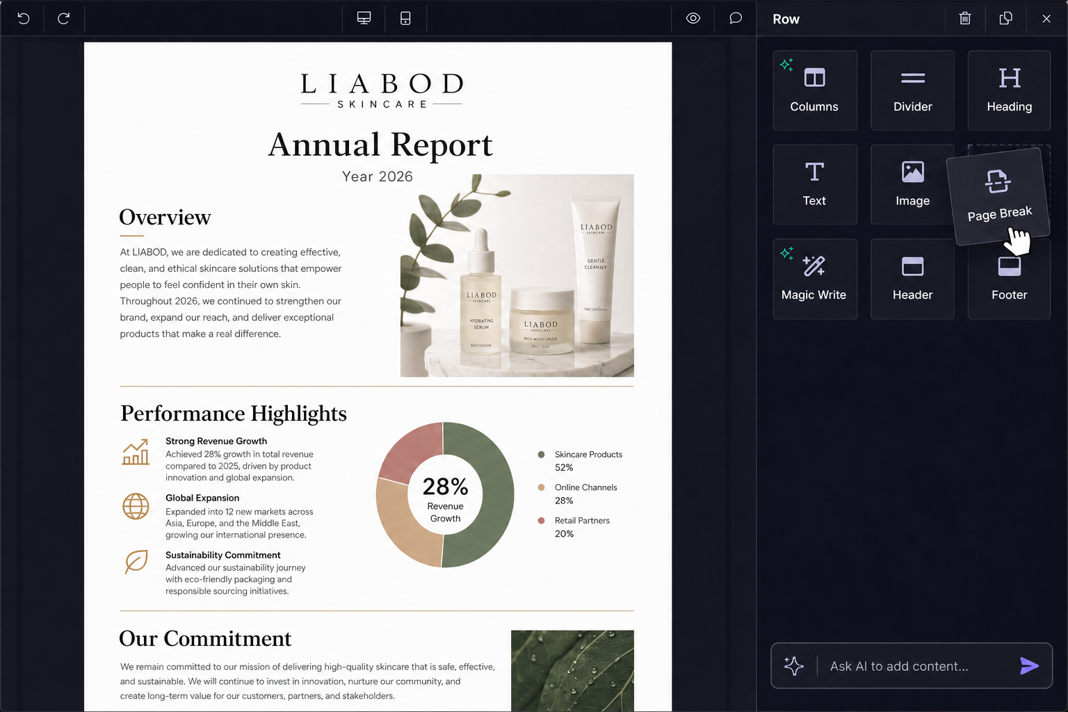 Unlayer Document Builder Interface Preview