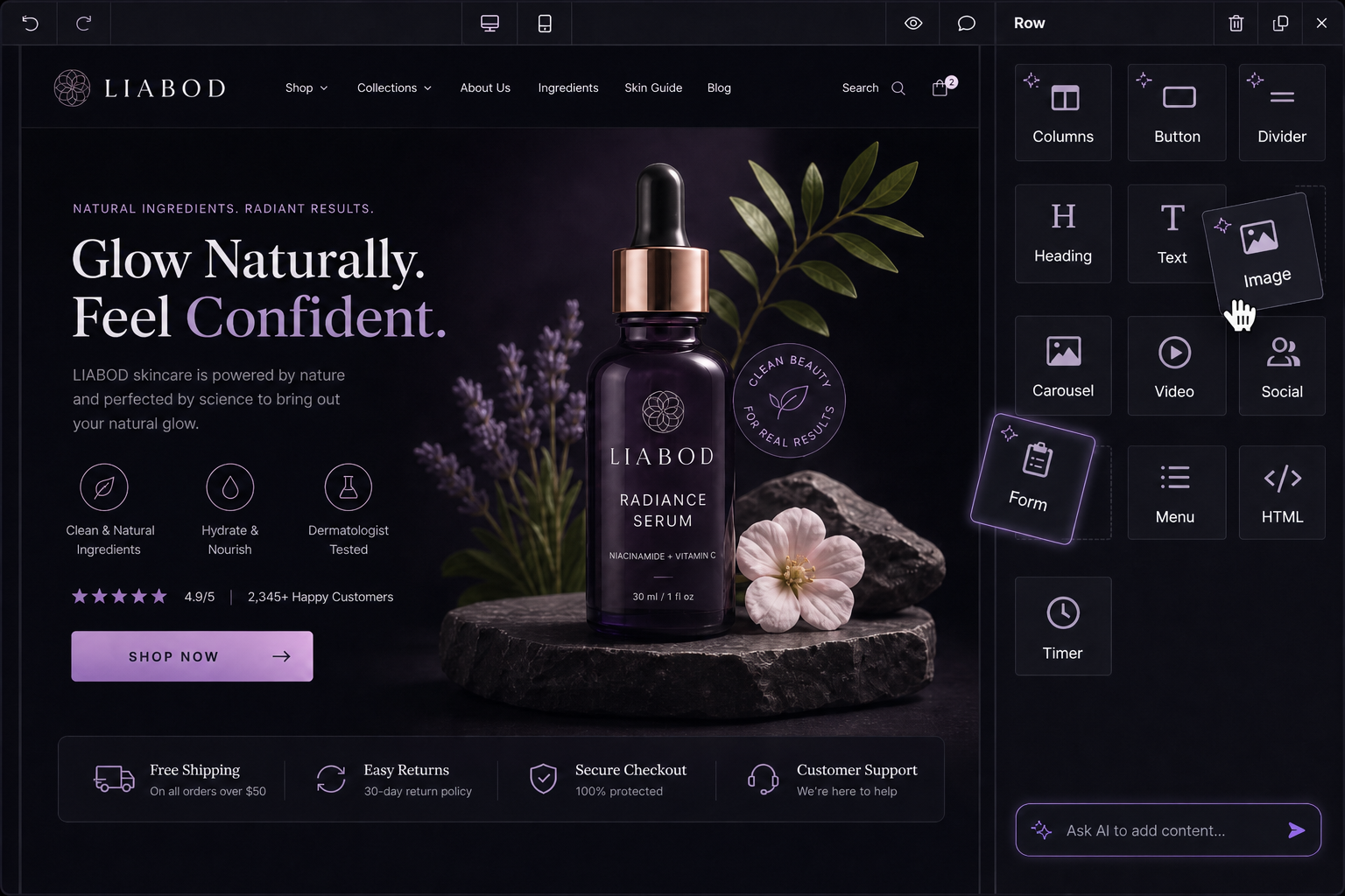 Unlayer Page Builder Interface Preview